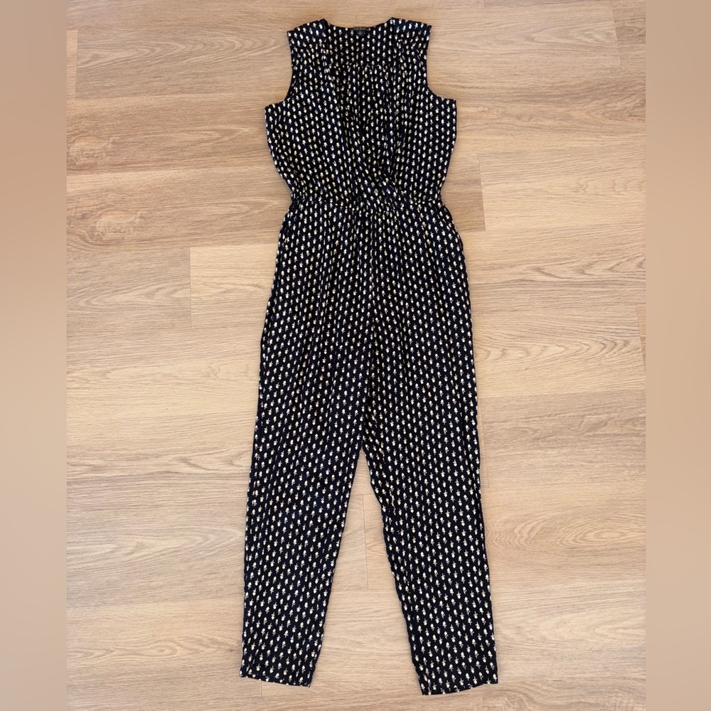 Lucky Brand black with white flower print women’s jumpsuit Size Small